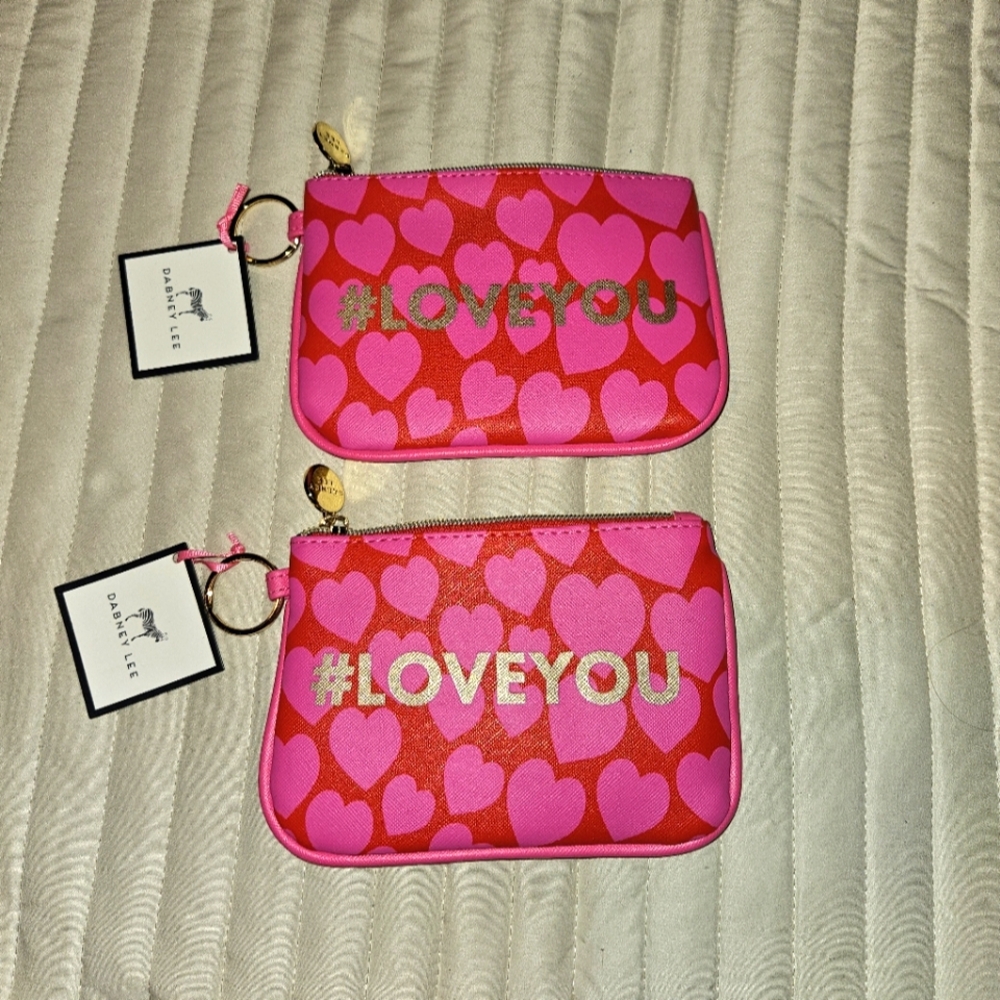 Set of Two Dabney Lee Cosmetic - Coin - Key  #LOVEYOU Bag - Purse NWT